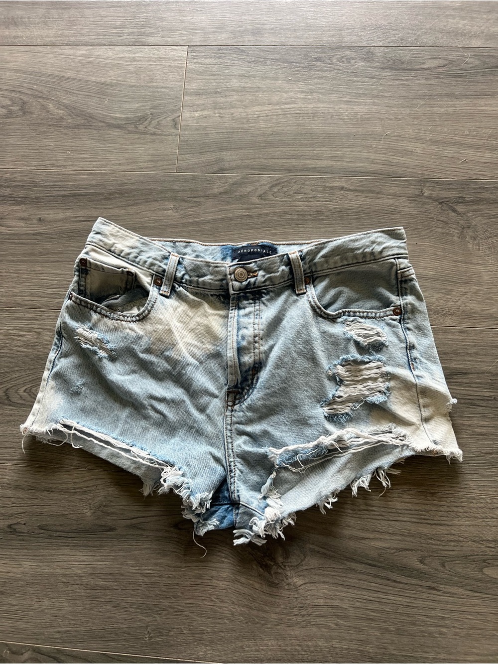 Aeropostale Light Blue Distressed Denim Cutoff Shorts